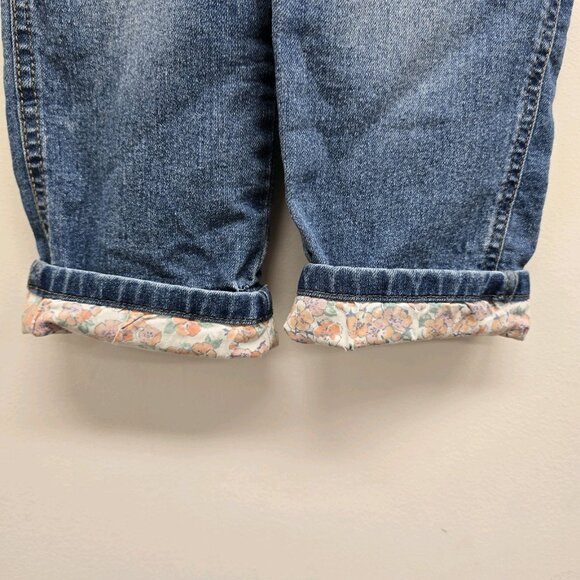 Oshkosh Denim Blue Jean Bib Overalls Toddler Size 5T Floral Ruffles Adjustable - Picture 7 of 9